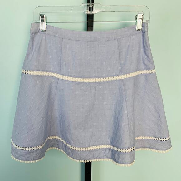 WHBM Blue Cotton A-Line Skirt with Eyelet Size 2 - Picture 4 of 7